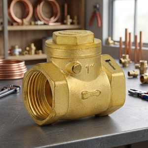 All Copper <b>Swing</b> Type Horizontal Check Valve 1/2" 3/4" 2" Thickened Brass Manual Power Non-Return One-Way Angle for Water Oil - Product Image 4