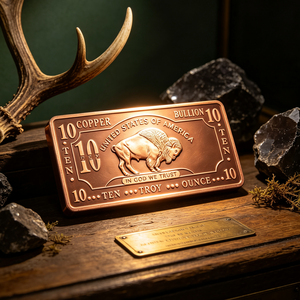 Lingote de cobre de diez onzas .999, placa rectangular con relieve de búfalo, trofeo artístico coleccionable para inversores - Product Image 5