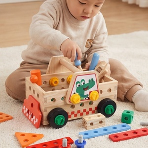 Ensemble de jouets en <span class=keywords><strong>bois</strong></span> pour tout-petits, boîte à outils de camion, jouets de construction <span class=keywords><strong>Montessori</strong></span> à démonter, jouet éducatif STEM, atelier de jeu d'imitation - Product Image 6