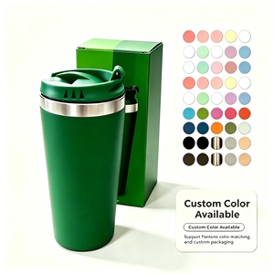 Taza de Café de Viaje Personalizada, de Acero Inoxidable 304 de Grado Alimenticio, Portátil, con Tapa Abatible Antiderrames, Paquete Personalizado - Product Image 1