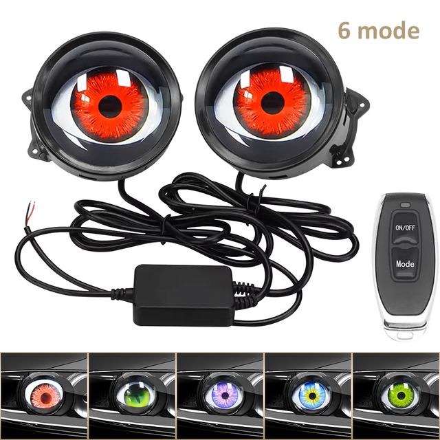 Modified 3-Inch Dynamic LED Blinking Devil Eye Car Light New Style Decorative Lens with Remote Auto Exterior Lighting