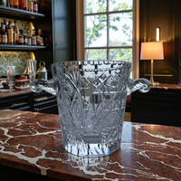 Seau à glace en cristal fait main élégant et luxueux de style Art déco, pinces, 5L, refroidisseur portable moderne, décoration de bar de mariage, bière, vin, whisky, jus