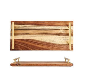 Bandeja de Desayuno de Madera de Acacia Maciza de Estilo Japonés Más Vendida con Asa para el Té de la Tarde, Aperitivos y Postres - Product Image 1