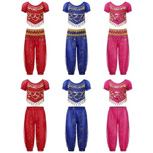 Tenues de danse du ventre pour filles de 2 à 12 ans, haut court et pantalon bouffant, pour fêtes à thème, compétitions, spectacles sur scène, fabricant de costumes - Product Image 1