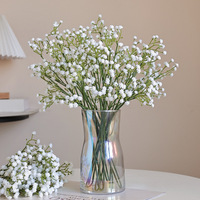 Fleur artificielle pour décoration de mariage, bouquet en plastique souple à 3 branches, toucher doux, type Gypsophile