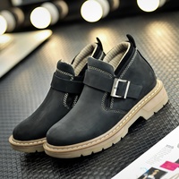 Bottines Martin en cuir véritable pour femmes, bottes de travail d'hiver à bout épais et talon bas pour l'extérieur