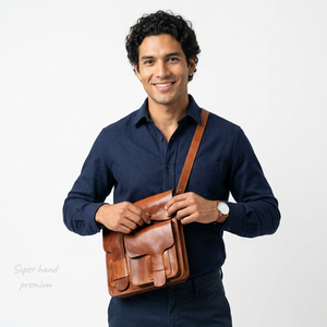 Vintage Moroccan Handmade High Quality Genuine <b>Leather</b> Crossbody Shoulder <b>Bag</b> Custom Logo ODM Daily Life Messenger <b>Bag</b> <b>Men</b> - Product Image 3