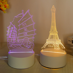 โคมไฟตั้งโต๊ะ LED แบบ3D ลวงตาโคมไฟอะคริลิคสำหรับตกแต่งบ้านไฟกลางคืนโลโก้ตลกโคมไฟห้องนอนแสงอบอุ่น - Product Image 5