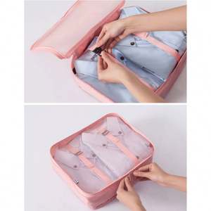 Cubes de rangement de voyage pliables en polyester écologique, lot de 6 pièces avec fermeture éclair, sacs pour chaussures et articles de toilette - Product Image 4