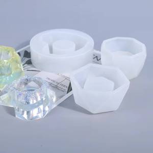 Mini molde de silicona con forma de diamante octogonal geométrico para macetas de resina, ideal para plantas suculentas - Product Image 3