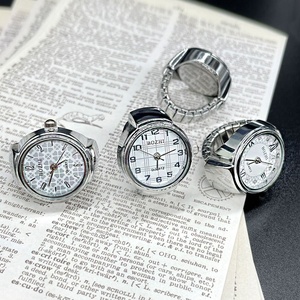 Reloj de Anillo Creativo, Estilo Punk Vintage, Acero Inoxidable, Esfera Redonda, Cuarzo, Correa <span class=keywords><strong>El</strong></span>ástica, Mini Reloj de Dedo, Joyería de Moda Unisex - Product Image 4