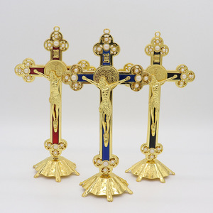 Crucifix debout en métal, croix de prière, croix de 21cm, artisanat gothique, plaqué or, nouvelle collection 2023 - Product Image 5