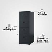 Armoire en fer à montage facile personnalisée, rangement vertical, quatre compartiments, meubles de bureau horizontaux volumineux, armoire à dossiers en acier métallique, 4 tiroirs