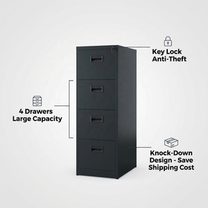 Armoire en fer à montage facile personnalisée, rangement vertical, quatre compartiments, meubles de bureau horizontaux volumineux, armoire à dossiers en acier métallique, 4 tiroirs - Product Image 2