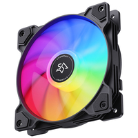 Ventilador para Caja de PC SNOWMAN XF120-ARGB-BK de 120 mm, Negro, ARGB, 45 CFM, PWM, Rodamiento Hidráulico, 5V, 3 Pines, Sincronización en Cadena, Venta al por Mayor