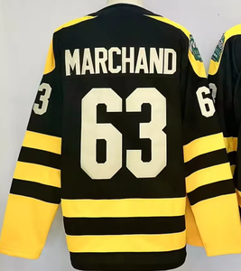 Maillots de hockey sur glace des Bruins de Boston 2025-2026 |   Pastrnak 88 Marchand 63 Swayman <span class=keywords><strong>1</strong></span> brodé Polyester/Coton Séchage rapide Vente en gros - Product Image 2