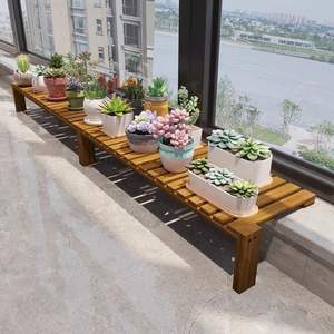 Support de fleurs suspendu élargi en bambou pour rebord de fenêtre de balcon, étagère de rangement anti-corrosion pour comptoir, présentoir de plantes - Product Image 2