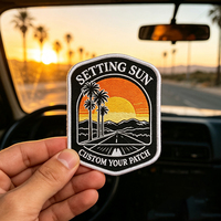 Nouveau Patch Brodé Effet Coucher de Soleil Chaud, Motif Cocotier, Vente en Gros, pour Décoration de Sac à Dos, Idéal pour l'Été et les Voyages, Personnalisable