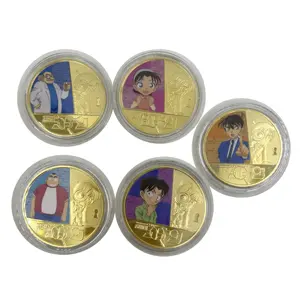 جديد المحقق كونان عملات معدنية تذكارية لهواة التجميع Kudou شينيتشي الذهب مطلي 3D أنيمي العملات المقتنيات تذكارية الشكل لعب هدايا