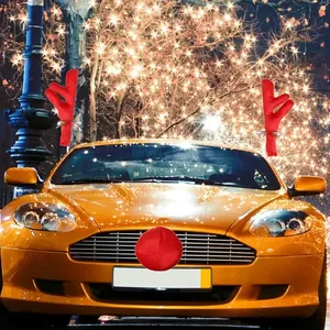 <span class=keywords><strong>Reno</strong></span> decoración alce asta <span class=keywords><strong>coche</strong></span> vehículo nariz cuerno disfraz decoración conjunto Rudolph Navidad <span class=keywords><strong>Reno</strong></span> astas nariz roja adornos 1 ud. - Product Image 5