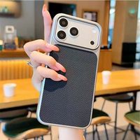 Coques de téléphone BAILI à motif triangulaire en fibre de carbone, très vendues, pour iPhone 17 Pro 18 PM, avec bordure argentée électroplaquée