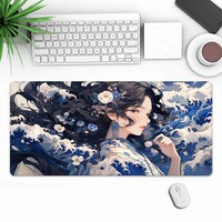 Alas Mouse Gaya Jepang Gelap AI Original Rusia yang Populer untuk Gaming, E-sports, dan Penggunaan Kantor dengan Alas Meja Besar, Logo Dapat Disesuaikan