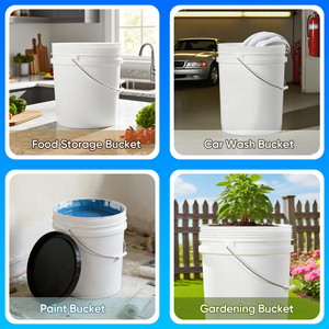 Conteneur en plastique de qualité alimentaire <span class=keywords><strong>avec</strong></span> bouchon <span class=keywords><strong>à</strong></span> vis et poignée en <span class=keywords><strong>fer</strong></span>, seau en plastique de 5 gallons pour l'emballage, logo personnalisé - Product Image 6