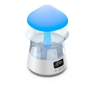 Venta al por mayor despertador lluvia nube aire humidificador lámpara aroma difusor con temporizador ajuste sueño ayuda máquina humidificador de niebla fría