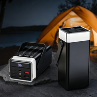 Power Bank Kapasitas Tinggi 20000-100000mAh Pengisian Cepat 22.5W Baterai Portabel dengan Kabel Terintegrasi Lampu LED dengan Colokan