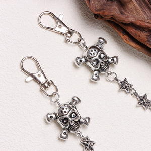 โซ่คาดเอวทรงหัวกะโหลก วัสดุโลหะผสมสังกะสี แบบชั้นเดียว สไตล์ฮิปฮอป สำหรับกางเกงยีนส์ แฟชั่นลำลอง โซ่ประดับร่างกาย - Product Image 4