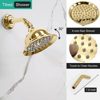Système de Douche Double Vintage Homekicen 6'' à Fixation Murale, Ensemble Robinet Pluie et Douchette à Main avec Dériveur 4 Voies en Laiton et Acier Inoxydable