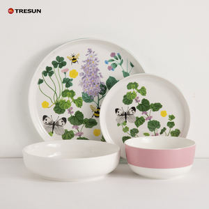 Rosa Linda doble vajilla vaisselle 16 piezas Juego de cuencos y platos Restaurante Juego completo Hermosa vajilla de cerámica - Product Image 1