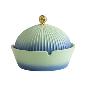 Cendrier en céramique style rétro chinois Cité Interdite Temple du Ciel avec couvercle anti-cendres volantes pour la maison et le bureau - Product Image 5