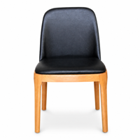 Chaise de salle à manger moderne en bois de hêtre avec dossier et assise rembourrés noirs pour café commercial, bistrot, hôtel, restaurant