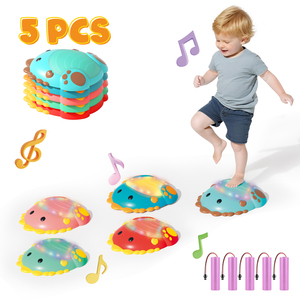 5 pièces de jeu d'équilibre pour enfants en plastique coloré, motif dinosaures et traversée de rivière, pour usage intérieur/extérieur, avec pierres de marche pour l'entraînement à l'équilibre - Product Image 2