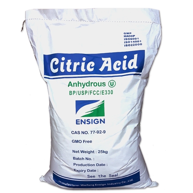 Ácido citrico anhydra de grado alimenticio, malla 30-100/alta pureza, regulador de la acidez, ácido citrico