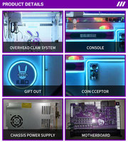 Mesin Cakar Hadiah Koin Komersial untuk Arcade, Dioperasikan dengan Koin, Permainan Satu Pemain untuk Pusat Perbelanjaan dan Peralatan Taman Hiburan