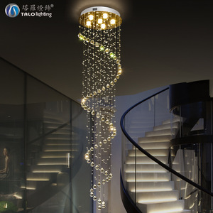 Lámpara de Araña de Cristal con Luces LED Giratorias para Escaleras, Decoración del Hogar - Product Image 2