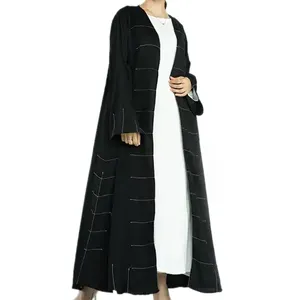 أحدث صيحات الموضة دبي عباية أمامية مفتوحة تصاميم كيمونو ملابس نسائية إسلامية تقليدية