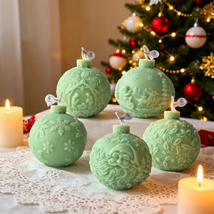 Embossed <b>Christmas</b> Ball Scented Candle Santa Snowflake Handmade Soy Candle Xmas Gift Decor - Product Image 2