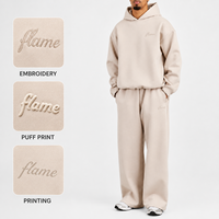 Ensemble sweat-shirt et pantalon de survêtement surdimensionnés brodés personnalisés pour hommes, fabrication OEM