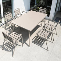 Tables et chaises d'extérieur en métal, table basse en fer forgé personnalisée avec des images, tables et chaises d'extérieur