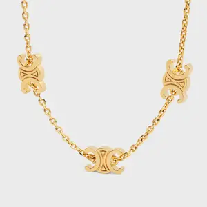 Euro-America french 18k gold plate vintage paris arc de triomphe necklace bracelet jewelry set