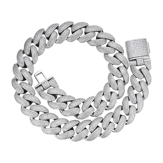 Hip Hop Jewelry Ice Out VVS D Moissanite  Miami 18K 14K Real Gold Plated 925 Sterling Silver Cuban Link Chain Necklace for Men