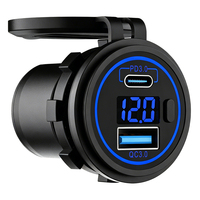 Cargadores USB C para Moto, Cargador Rápido Universal LED, Cargador Rápido 3.0 y Puertos Tipo C PD 3.0, Cargador de Coche con Puerto de Carga Rápida