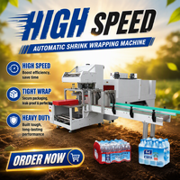 Machine d'emballage automatique GH-6030AH pour bouteilles de film PE, boissons, bière, tunnel de rétraction et d'étirage, chauffage, emballage