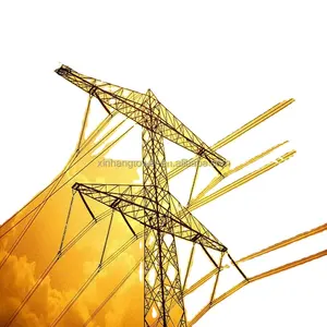 400 Kv Transmission Line Electric Pole 30m Galvanized Steel Guy Tower