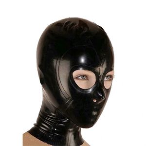 Masque en <span class=keywords><strong>Latex</strong></span> fétiche 100% capuches en caoutchouc en <span class=keywords><strong>Latex</strong></span> naturel bouche ouverte yeux Sexy couvre-chef à la main femmes Halloween Cosplay Costumes - Product Image 4