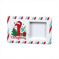 Cadre photo en céramique DJ 4x6 pouces, 1,2 cm d'épaisseur, design festif de Noël avec chapeau de Père Noël |   OEM/ODM |   Écologique |   UV