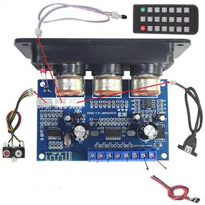 Placa amplificadora de áudio bt 5.0, subwoofer, amplificador de som 2x25w + 50w com painel
